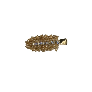 Luxurious handmade hair clip with champagne crystals and rainbow diamonds on gold base