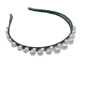 Minimalistischer doppellagiger Perlen-Haarreif mit weißen Kunstperlen für Damen Haarschmuck