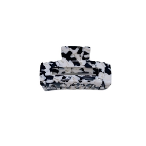 Elegant large milk pattern acetate hair claw clip with black and white marble texture