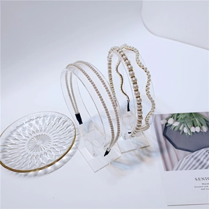 Elegant pearl and rhinestone headband set with wave design for classic French styling