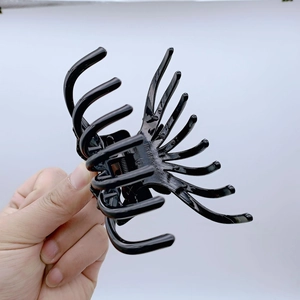Elegant large glossy black butterfly hair claw clip with strong spring for women hair styling