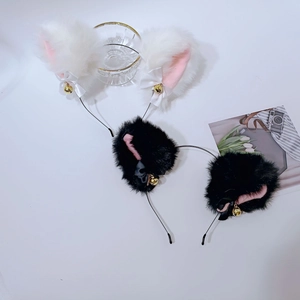 Serre-tête Oreilles de Chat en Fausse Fourrure Mignon Avec Cloches Et Nœud en Satin Accessoires Cheveux Cosplay Anime Japonais Pour Femme Fête