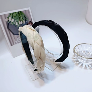 Cerchietto in Satin Intrecciato Elegante da Donna Cerchio per Capelli Imbottito Largo Tinta Unita Antiscivolo Accessori Capelli