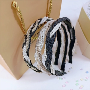 Elegante Franse Retro Gevlochten Haarband Met Imitatie Kunstparel Decoratie Dames Mode Haaraccessoires Cadeau