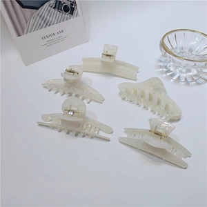 5-piece set of cream white acetate hair claws in various shapes for women's hair styling