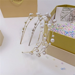 Elegante Cerchietto con Künstliche Perle a Doppio Strato Per Donna Lega Sottile Telaio in Metallo Künstliche Perle d'Imitazione Accessori per Capelli per Matrimonio Festa