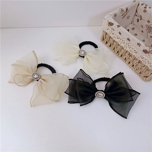 Pince à Cheveux Nœud en Organza Style Coréen Élégant Élastique Papillon avec Strass et Künstliche Perles Accessoires Cheveux Femme