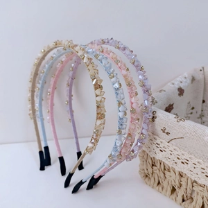 Serre-tête Fait à la Main en Strass et Cristal Artificiel pour Femmes Style Coréen Élégant Serre-tête à Perles Bijoux de Cheveux Polyvalents