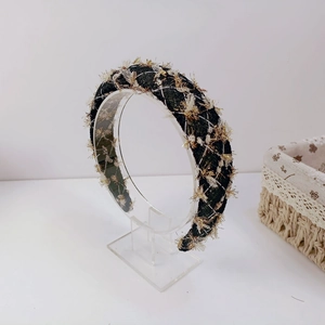 Elegant vintage French style padded headband with white lace and gold tassel detailing