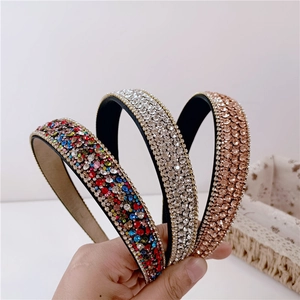 Luxury Rhinestone Wide Headband For Women Sparkling Crystal Non-Slip Hair Band Fashion Wedding Party Hair Accessories