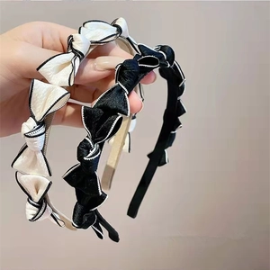 Serre-tête Élégant avec Nœud Papillon et Bordure Contrastée Accessoires Cheveux en Satin Doux pour Femme Quotidien Fête