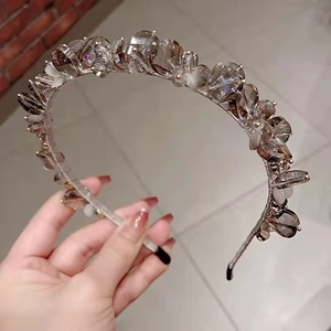 Crystal Beaded Headband French Style Luxurious Exquisite Hair Hoop For Women Handmade Rhinestone Elegant Hair Accessories