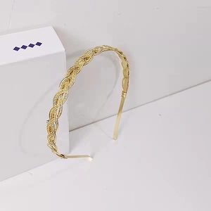 Classic French vintage gold braided metal headband with elegant twisted texture design