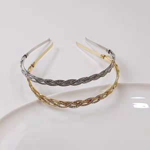 Classic French style braided alloy headbands in gold and silver finish for women