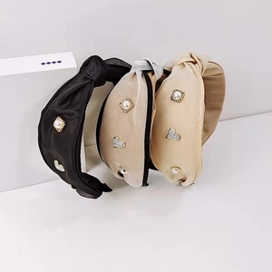 Eleganter Geknoteter Breiter Haarreif Für Damen Koreanischer Stil Satin Haarschmuck Mit Künstlicher Künstliche Perle Und Strass Herz