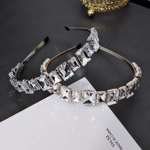 Cerchietto in Lega di Cristallo Barocco Lussuoso Strass Rettangolare Cerchio per Capelli Moda Matrimonio Festa Donna Gioielli