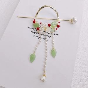 Vintage Chinese Style Hair Stick For Women Gold Alloy Faux Artificial Pearl Flower Butterfly Tassel Hanfu Hair Accessories Retro Jewelry