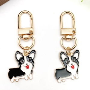 Cute Cartoon Dog Enamel Keychain Zinc Alloy Animal Corgi Schnauzer Dalmatian Bag Charm Backpack Ornament Jewelry For Gift