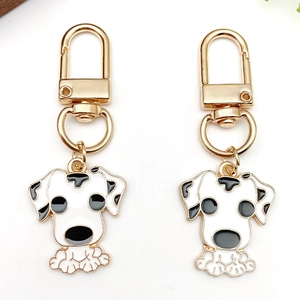 Porte-clés Mignon Dessin Animé Chien en Alliage de Zinc Émaillé Dalmatien Corgi Chiot Pendentif Anneau de Clé Pour Sac à Dos Accessoires