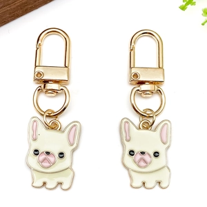 Cute Cartoon Dog Keychain Zinc Alloy Enamel French Bulldog Corgi Animal Bag Pendant Accessory For Women Men Kids Gift