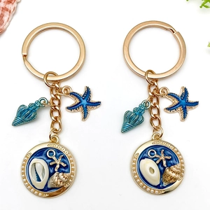 Porte-clés Série Océan Alliage de Zinc Émail Étoile de Mer Conque Pendentif Sac Décoration Bijoux Cadeau Femmes Filles