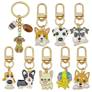 Cartoon Dog Metal Keychain Zinc Alloy Enamel Puppy Corgi Schnauzer Key Ring For Bag Backpack Decoration Kids Women Gift