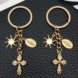 Vintage Religious Cross Sun Zinc Alloy Keychain Multi Pendant Backpack Key Ring Decoration For Women Men Jewelry Gift