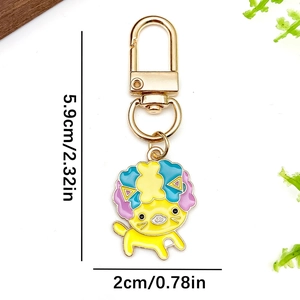 Colorful cartoon animal enamel keychain with golden lobster clasp for bags and keys
