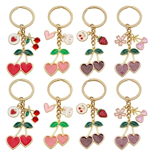 Simpatico Portachiavi in Lega di Zinco a Cuore Ciliegia Fragola Smalto Frutta Coniglio Sakura Ciondolo Borsa Donna Regalo