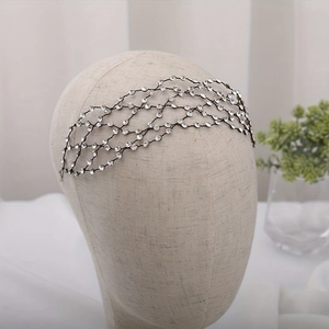 Cerchietto sposa mediorientale con rete di strass fatta a mano e dettagli di perline eleganti