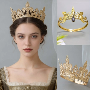 Retro Alloy Rhinestone Crown Tiara With Fleur-de-lis Pattern Elegant Metal Headpiece For Wedding Party Queen Accessories