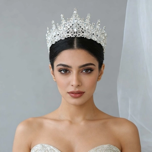 Luxury Silver Alloy Rhinestone Bridal Crown Tiara For Women Wedding Banquet Party Prom Headpiece Accessories