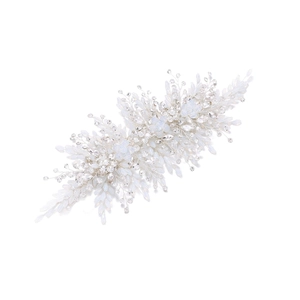 Luxurious bridal headband with white opal beads and crystals for wedding hairstyles