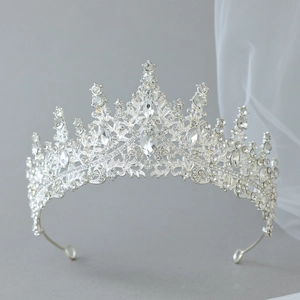 Luxurious silver bridal tiara with sparkling rhinestones for weddings and galas
