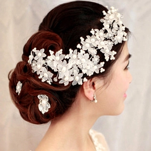 Handgefertigt Blume Braut Kopfschmuck Künstliche Perle Kristall Hochzeit Haarranke Gold Silber Rot Hochzeit Zubehör Für Damen Haarschmuck