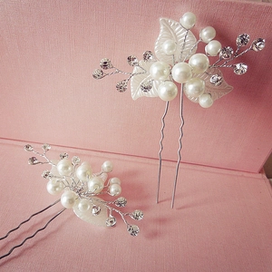 Épingles à Cheveux Mariage en Forme de U Künstliche Perles d'Imitation Strass Fleur Feuille Accessoires de Cheveux pour Femmes
