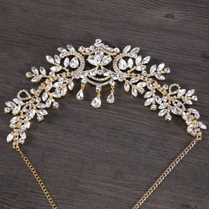 Serre-Tête en Strass de Mariée Bijoux de Cheveux de Mariage Alliage Cristal Bijou de Front Motif Vigne pour Femmes Mariées