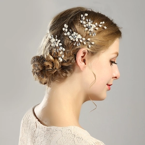 Pics à Cheveux de Mariée en Imitation Künstliche Perle Strass Design Floral Accessoires Cheveux Élégants pour Femmes Mariage Fête