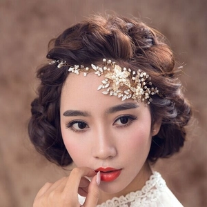 Bandeau à Cheveux Fleur de Mariée Fait à la Main Alliage Künstliche Perle Strass Bijou de Tête Mariage Accessoires Cheveux Femme Or Argent