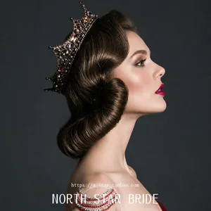 Baroque Retro Queen Crown For Women Vintage Gold Silver Alloy Rhinestone Artificial Pearl Tiara For Wedding Banquet Hair Jewelry