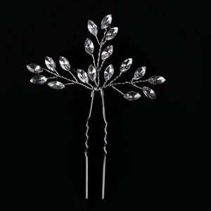 Épingles à Cheveux Mariage Argent Strass Cristal Fait Main Branche de Feuilles Accessoires Cheveux Femme Bijoux Banquet