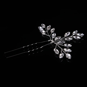 Épingle à cheveux de mariée en argent avec cristaux en forme de feuilles de vigne