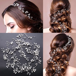 Tralcio per Capelli da Sposa Fatto a Mano Perla Artificial Cristallo Artificiale Copricapo Sposa Oro Argento Cerchietto Donna Gioielli