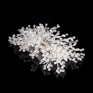 Handmade Bridal Hair Comb Alloy Artificial Crystal Floral Hair Side Comb Gold Silver Wedding Headpiece For Women Party Accessory