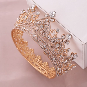 Luxury Baroque Rhinestone Heart Bridal Crown Alloy Wedding Tiara Headpiece Vintage Gold Silver Headband For Women Hair Accessories