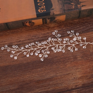 Handmade Crystal Bridal Hair Vine Silver Alloy Wire Leaf Artificial Pearl Headband Wedding Party Hair Accessories For Women Kids