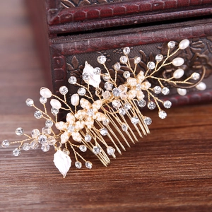 Handmade Bridal Hair Comb Elegant Alloy Artificial Pearl Rhinestone Flower Leaf Headpiece Vintage Wedding Party Hair Accessories For Women