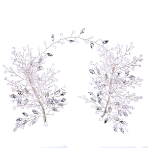Silver bridal hair vine with crystal beads and rhinestones for wedding hairstyles
