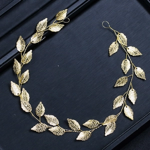 Vintage Gold Silver Alloy Leaf Headband For Women Bridal Wedding Hair Accessories Handmade Leaf Pattern Headpiece Jewelry