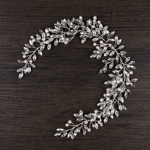 Vigne de Cheveux de Mariage Faite à la Main Strass Fausse Künstliche Perle Bandeau Mariage Tissé Fleur Accessoires de Cheveux Femme Bijoux